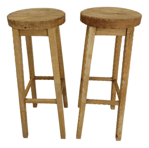 Oak Bar Stools, 1940s, Set of 2