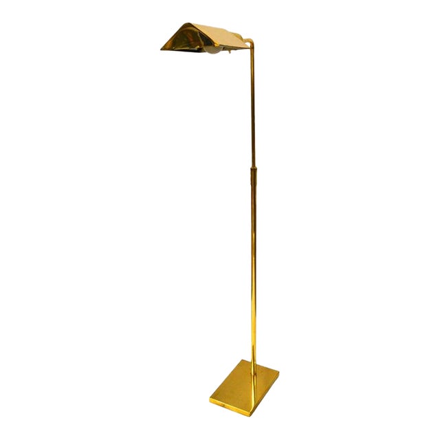 1970s Mid-Century Modern Original Koch & Lowy Pharmacy Lamp Brass Steel Floor Lamp For Sale