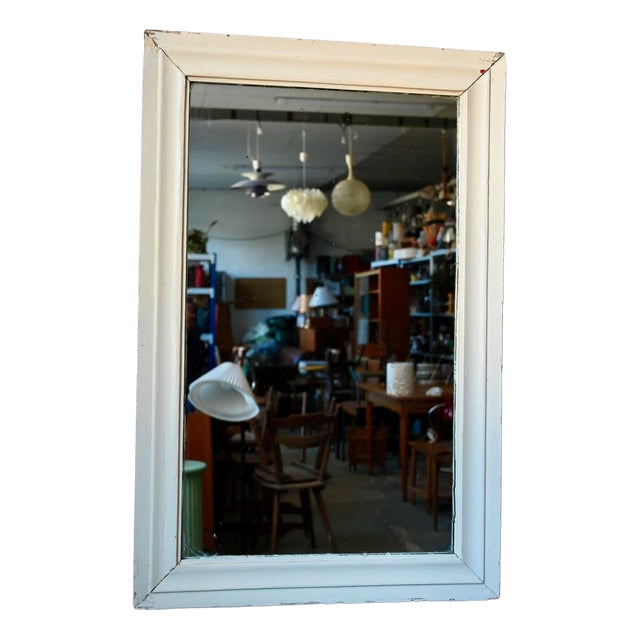 Bohemian Wall Mirror in Molded Wood with Cream Paint, 1940s For Sale