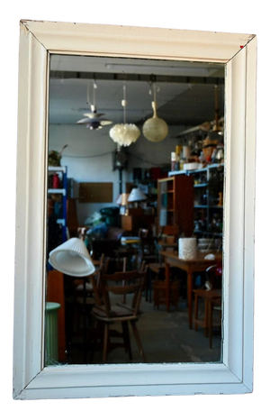 Bohemian Wall Mirror in Molded Wood with Cream Paint, 1940s