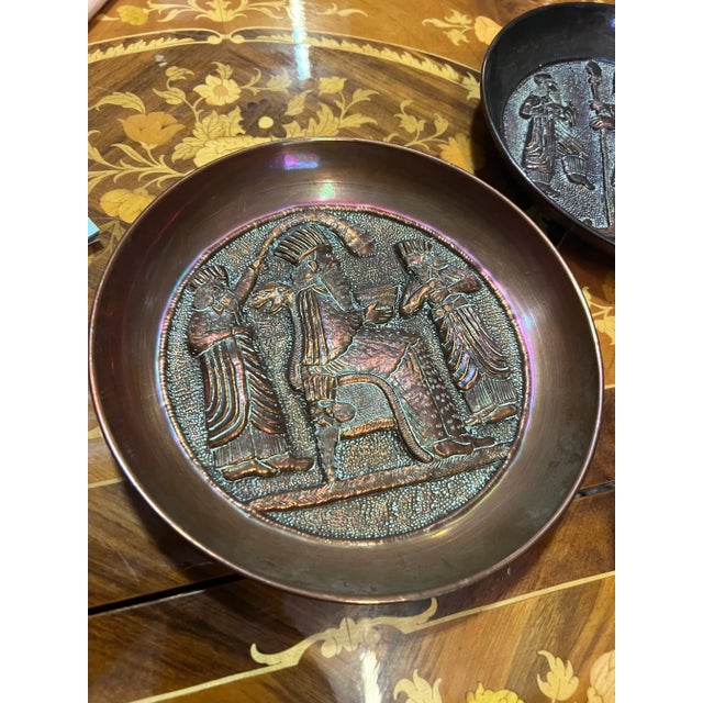 1970s Decorative Copper Plates- a Pair For Sale - Image 4 of 5