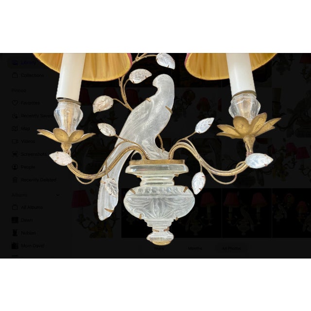 Mid 20th Century Mid 20th Century French Baguès Style Two-Light "Bird and Foliage" Sconces, a Pair For Sale - Image 5 of 11