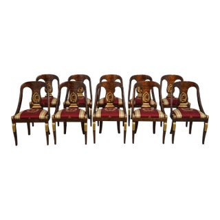 Set of 10 Napoleonic Design Italian Made Dining Room Chairs For Sale