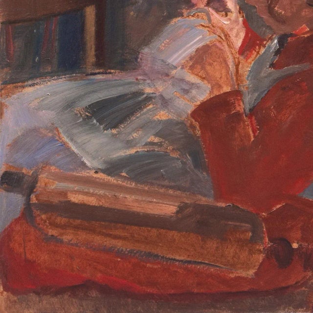 'Young Girl Sewing' by Ludvig Find, Circa 1900, Paris, Universal Exposition, Danish Oil, Pont Aven, Brittany For Sale - Image 4 of 6