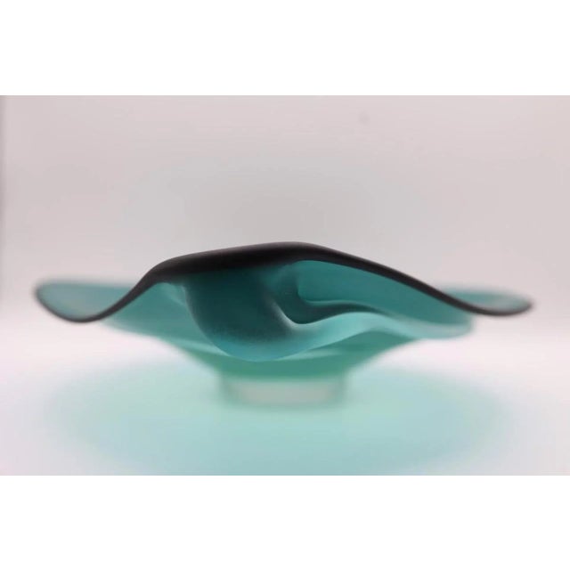 Early 21st Century Robert Levin Signed Hand-Blown Frosted Glass Biomorphs in Bowl For Sale - Image 5 of 5
