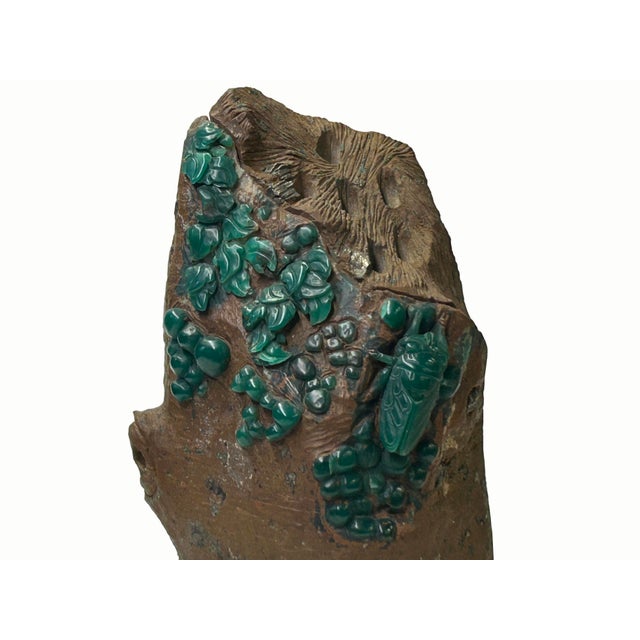 Vintage Naturalistic Scholars Rock Sculpture Dark Green Stone Cicada Accent For Sale - Image 13 of 15