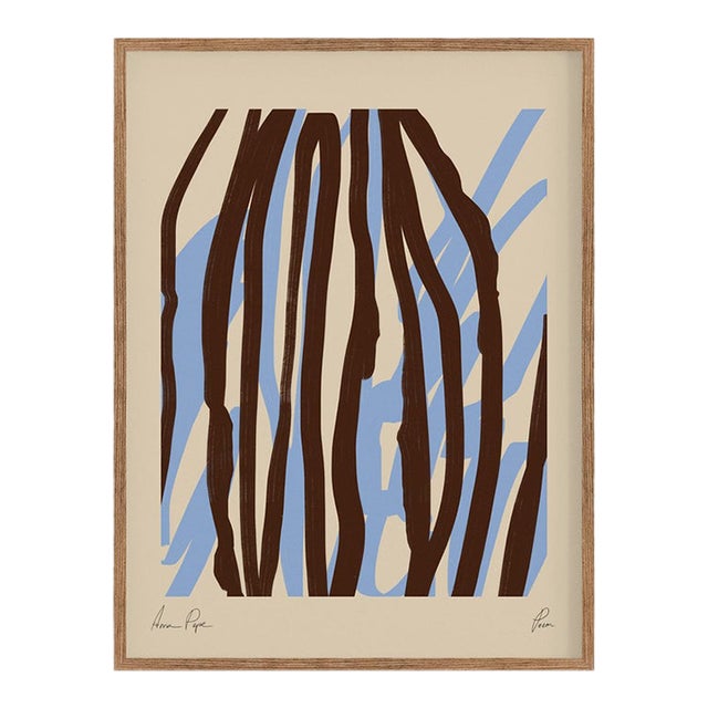 Contemporary Brown and Blue Lines Giclee Print For Sale