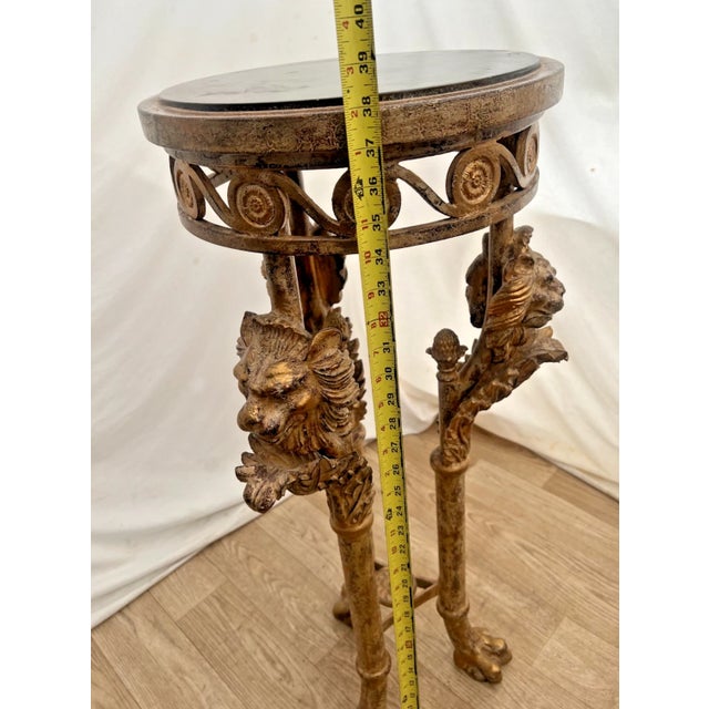 Gold 1970s Neoclassical Revival Empire Style Plant Stand Pedestal Griffins Paw Feet Tripod For Sale - Image 8 of 11