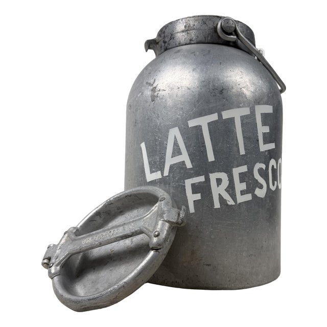 Antique Aluminum Fresh Milk Can, 1950s For Sale