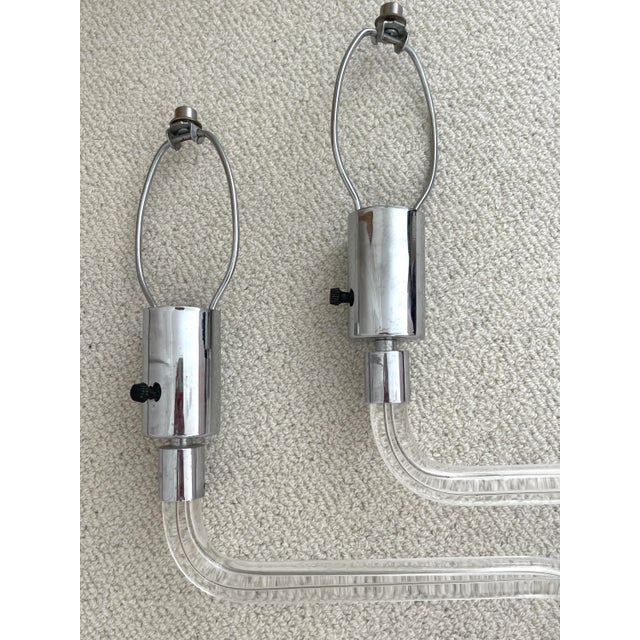 Peter Hamburger Peter Hamburger Chrome Lucite Wall Sconces - a Pair For Sale - Image 4 of 10