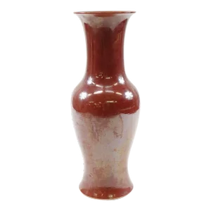 Antique Oxblood Red Chinese Porcelain Vase Signed Sang Dde Boeuf