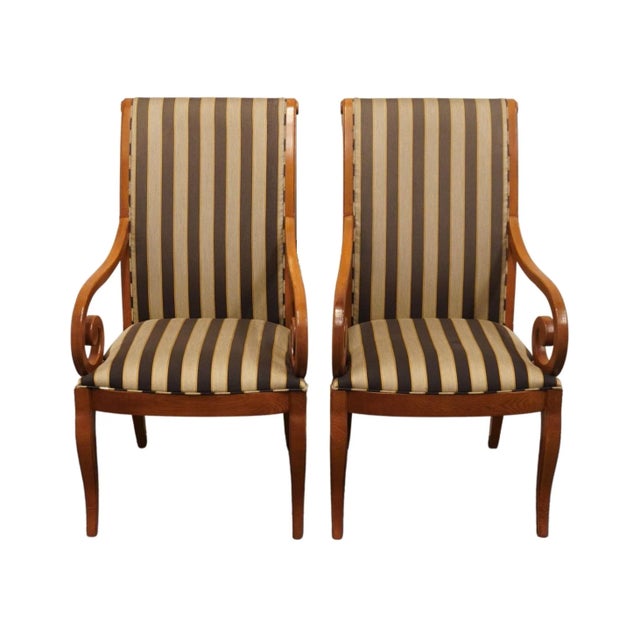 Italian Set of 2 Hickory White Italian Provincial Style Dining Arm Chairs For Sale - Image 3 of 12