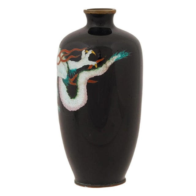 Antique Japanese Cloisonne Enamel White and Pink Dragon Vase For Sale In New York - Image 6 of 6