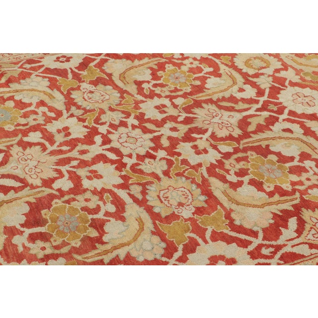 Traditional Antique Persian Mahal Rug With Crimson Red and Gold Floral Play - Rug & Kilim For Sale - Image 3 of 7