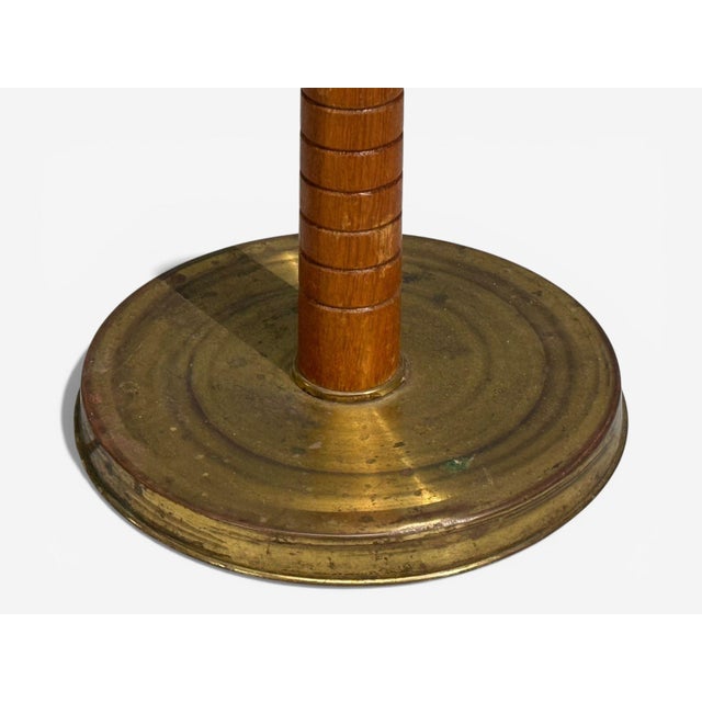 Wood Swedish Modern, Organic Floor Lamp, Brass, Wood, Sweden, 1940s For Sale - Image 7 of 10