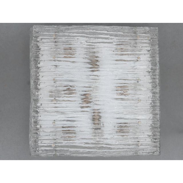 White Large Square Iced Textured Glass Flush Mount from Kalmar, 1960s For Sale - Image 8 of 15
