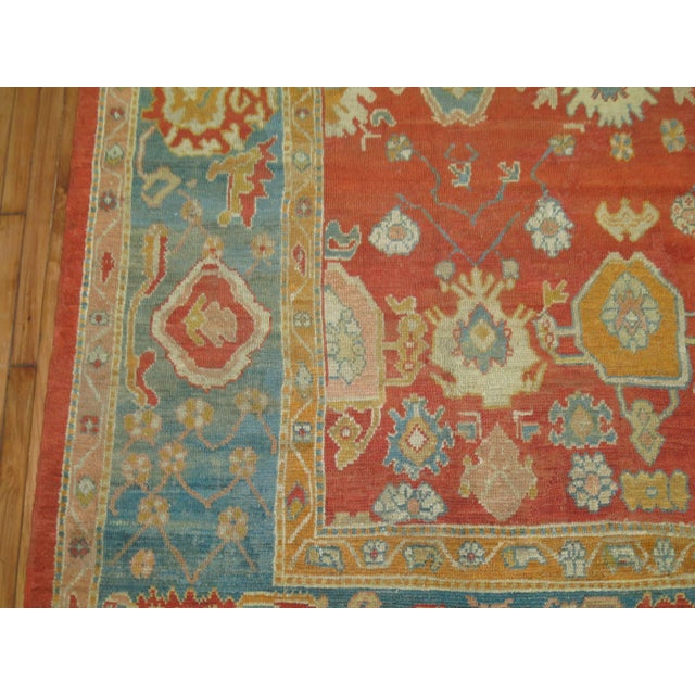 Traditional Late 19th Century Antique Zabihi Collection Turkish Oushak Rug For Sale - Image 3 of 10