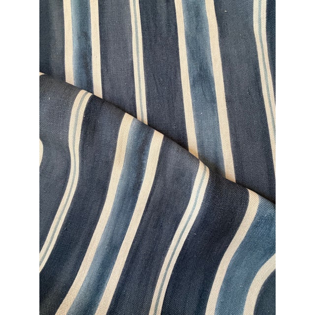 Traditional Lakeside Stripe Linen Fabric by Pollack in Indigo Blue 5 Yards For Sale - Image 3 of 6