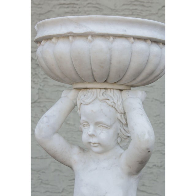 Mid 20th Century Mid 20th Century Neoclassical Style Figural Carved Marble Garden Planter For Sale - Image 5 of 12