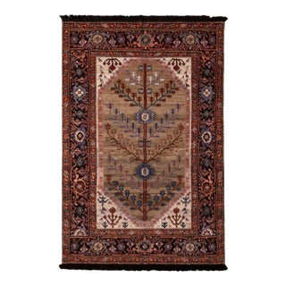 Rug & Kilim Persian Style Rug, Beige-Brown, Red Floral Pattern, 4x6 For Sale