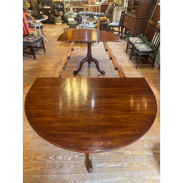 Late 20th Century Henkel Harris Georgian-Style Solid Cherry Wood Double Pedestal Extension Dining Table. For Sale - Image 12 of 12