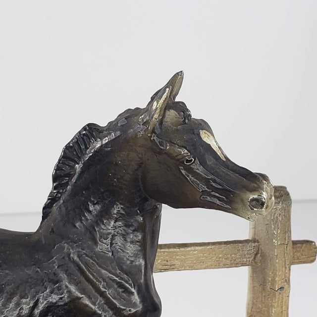 Wood Vintage Mid Century Metal Foal Baby Horse on Wood Base Bookend For Sale - Image 7 of 9