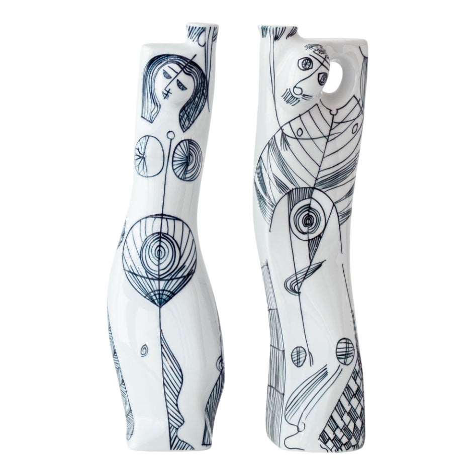 Anthropomorphic Figural Vases by Sargadelos, Set of 2 | Chairish