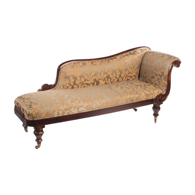 Antique Chaise Lounge in Damask Fabric Chairish