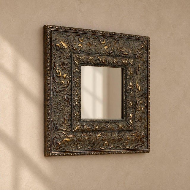 Vintage Italian-Bronze Ornate Mirror For Sale - Image 4 of 5