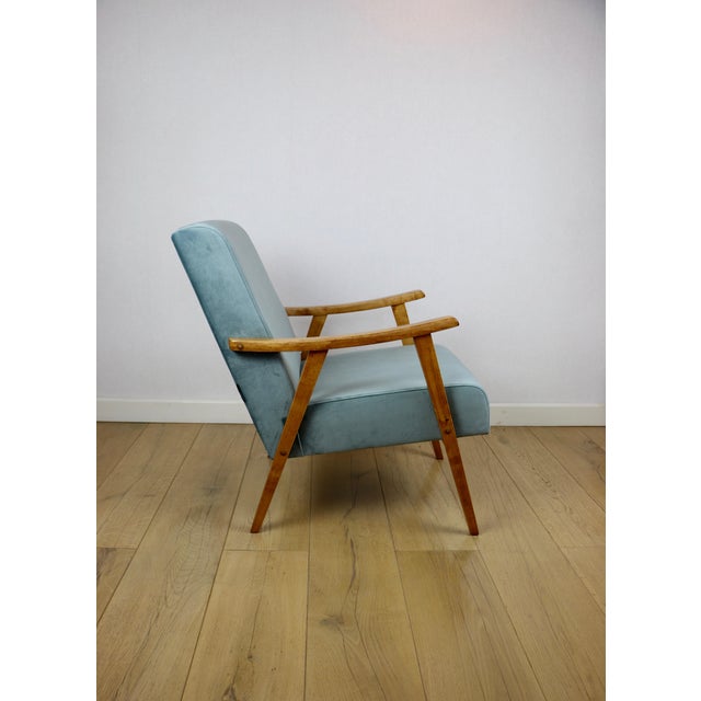 Wood Vintage Light Blue Loft Lounge Chair, 1970s For Sale - Image 7 of 10