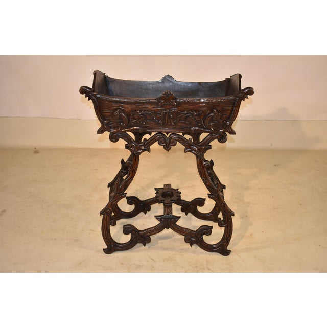 FABULOUS 19th century hand carved planter on stand, made from fruitwood. This planter is made in the Black Forest region...
