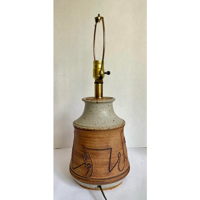 1970s 1970s Organic Modern Signed Studio Pottery Table Lamp For Sale - Image 5 of 10