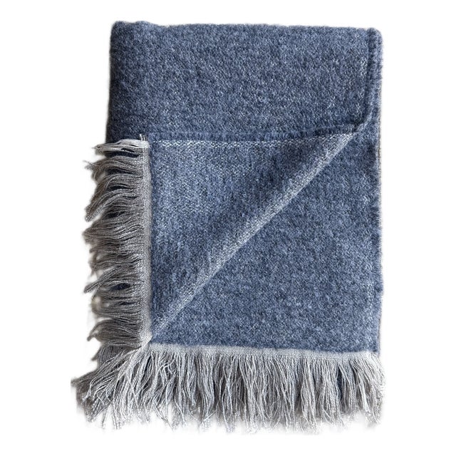 Dark Grey Belgian Linen and Wool Throw For Sale