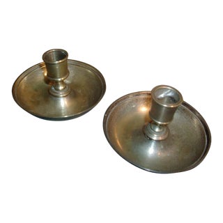 Antique Early 19th Century Brass Traveling Campaign Candle Holders Circa 1810 - a Pair For Sale