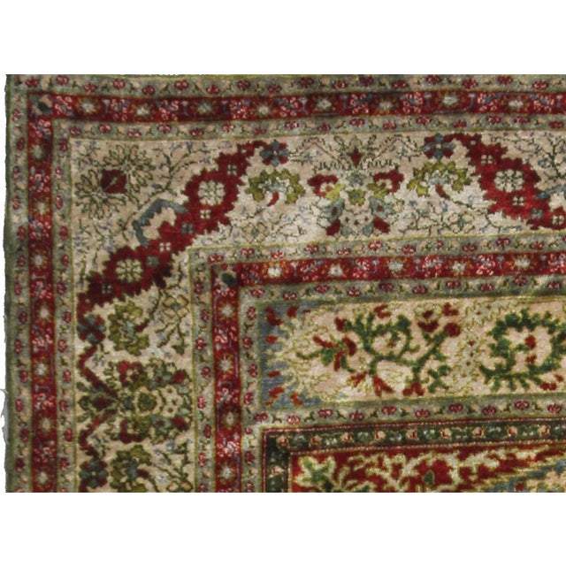 Mid 20th Century Hand Knotted Antique Turkish Bursa Silk Rug - 5'10" X4'6" For Sale - Image 5 of 5