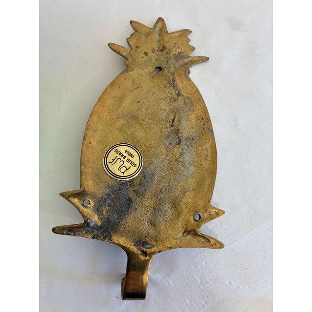 Brass Vintage Solid Brass Pineapple Wall Hook For Sale - Image 8 of 9