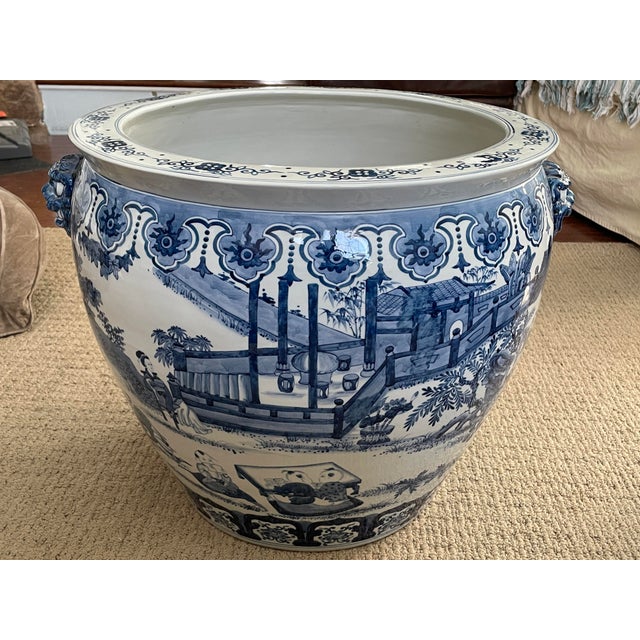 Chinese Export XXL Blue & White Porcelain Tree Pot Floor Planter For Sale - Image 10 of 12