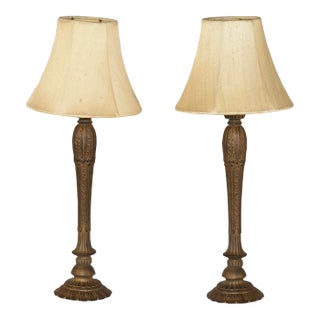 Pair of Artisan Candlestick Lamps For Sale