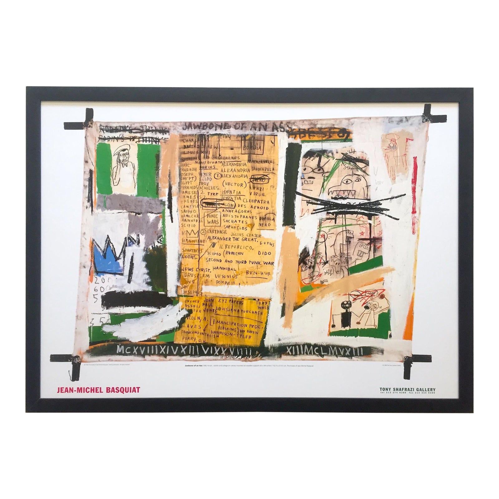 Jean Michel Basquiat Estate Rare Vintage 1999 Collector S Iconic Lithograph Print Framed Tony Shafrazi Gallery Poster Jawbone Of An Ass 1982 Chairish