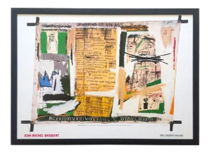 Jean Michel Basquiat Estate Vintage 1999 Collector's Lithograph Print Framed Tony Shafrazi Gallery Poster " Jawbone of an Ass " 1982