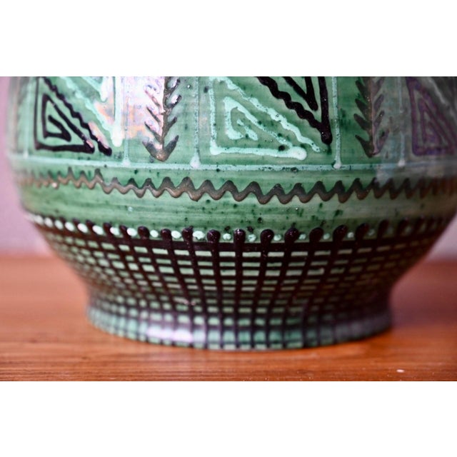 1940s Green Glazed Earthenware Cachepot, 1940s For Sale - Image 5 of 10