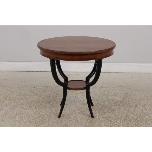 Italian Baker Italian Style Inlaid Round Lamp Table For Sale - Image 3 of 14