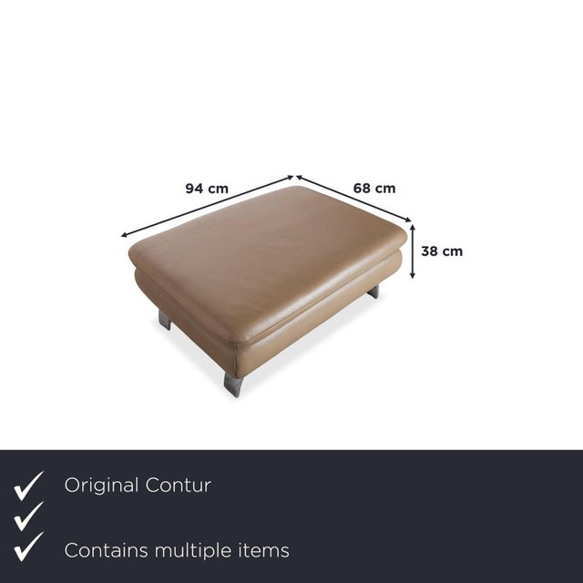 Modern Set of Light Brown Leather Rodrigo Corner Sofa and Ottoman with Manual Function from Contur For Sale - Image 3 of 18