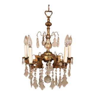 Circa 1920 Neoclassical Crystal and Gilt Bronze Chandelier For Sale