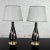 Mid-Century Modern Lamps Black Ceramic With Harlequin Style Diamond Design and Gray Shades For Sale - Image 13 of 13
