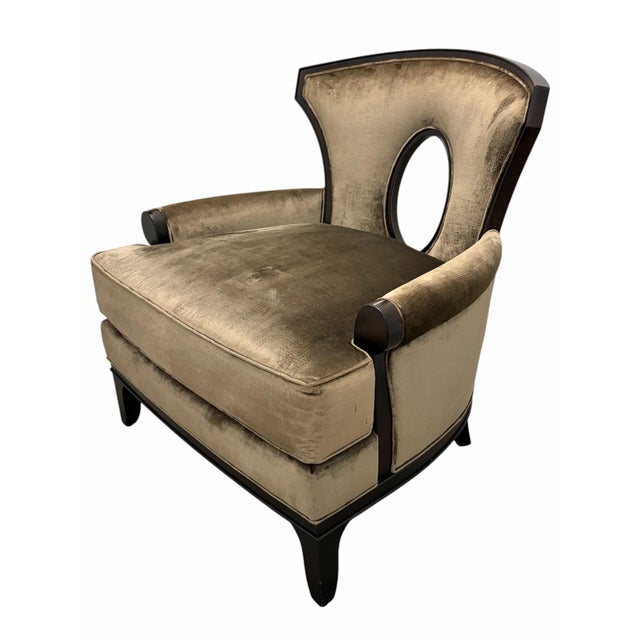 Barbara Barry for Henredon “Grace Lounge Chair” Upholstered in luxurious champagne-colored cut velvet with warm taupe and...