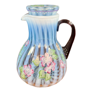 Late 20th Century Fenton Misty Blue Opalescent Art Glass Pitcher
