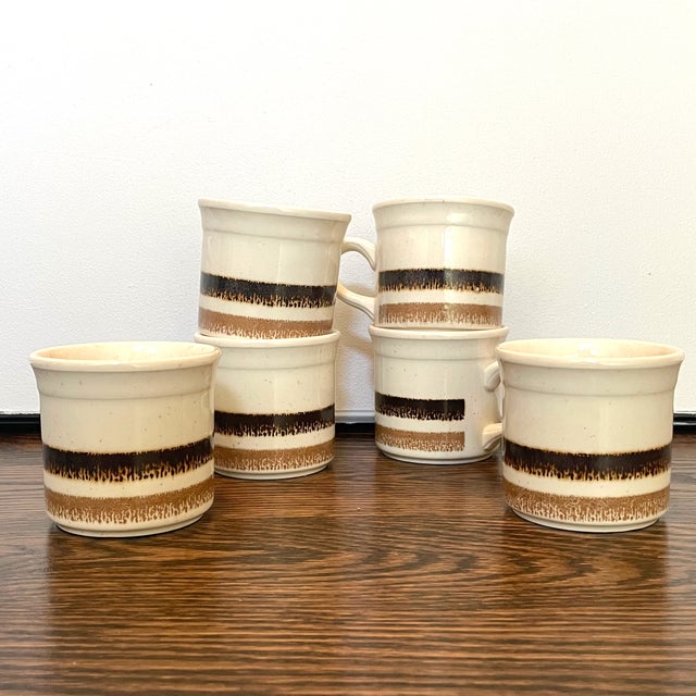 Vintage Bilton's Stripe Stoneware Coffee Mugs Made in England Set of