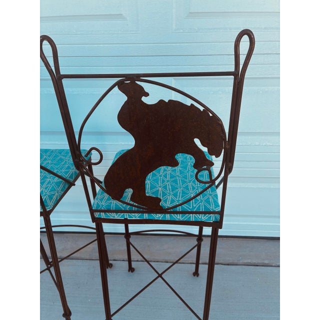 Metal Pair Vintage Teena Iron Works Southwestern Bar Stools For Sale - Image 7 of 12