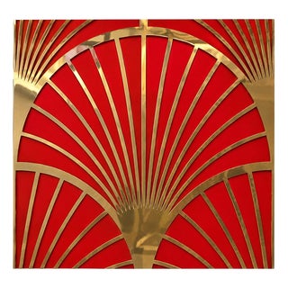 Red Glass Panel, 1980s For Sale